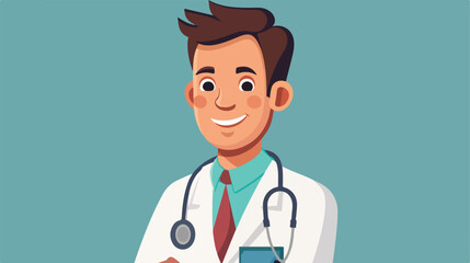 Medical doctor icon flat cartoon vactor illustratio