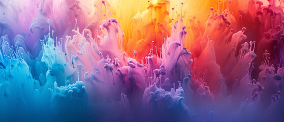 Explore the mesmerizing world of colors converging into a splendid gradient, their brilliance and intensity captured with stunning realism in high-definition. - obrazy, fototapety, plakaty