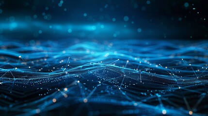 Futuristic high-tech concept: 3d render with network lines on blue background, symbolizing connectivity