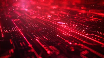 Futuristic red glowing lines: abstract tech background