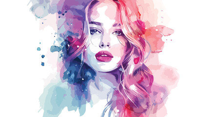 Beautiful woman. fashion illustration. watercolor 