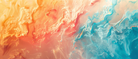 Marvel at the exquisite blend of coral pink, ocean blue, and golden yellow, gracefully merging into...
