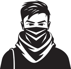 Silent Specter Masked Visage with Emblematic Symbol Masked Maverick Hidden Persona and Black Emblem