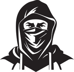 Nocturnal Nemesis Concealed Countenance and Vector Icon Phantom Protector Masked Persona and Black Emblem