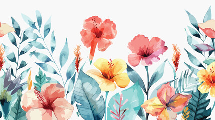 Floral writing scene watercolor Flat vector isolated