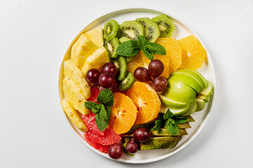 fruit plate on the white