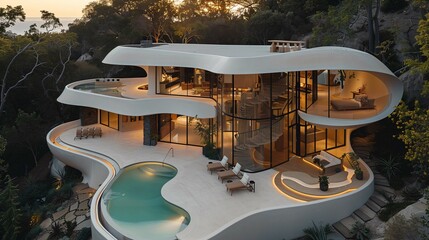 Modern Luxury Villa with Infinity Pool at Sunset