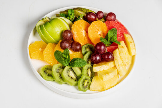 fruit plate on the white