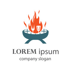 flaming hot grill logo design