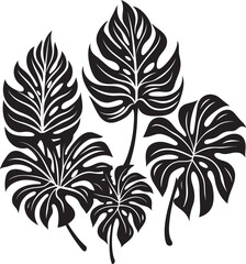 Tropical Foliage Elegance Large Leaves with Black Vector Logo Exotic Leaf Luxe Oversized Tropical Leaves and Iconic Emblem