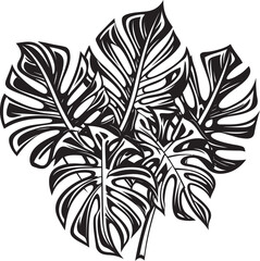 Palm Paradise Panache Oversized Foliage, Iconic Emblem Tropical Leaf Majesty Large Leaves, Black Vector Design