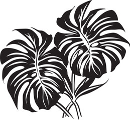 Lush Jungle Luxury Large Tropical Leaves, Black Emblem Tropical Leaf Harmony Big Leaves with Iconic Vector Symbol