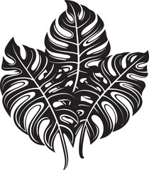 Palm Majesty Large Tropical Leaves, Black Symbol Tropical Harmony Grand Foliage, Iconic Black Emblem