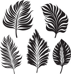Palm Canopy Prestige Large Leaves, Black Vector Logo Tropical Leaf Oasis Oversized Foliage, Emblematic Symbol