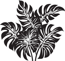 Jungle Canopy Majesty Large Tropical Leaves, Black Symbol Tropical Leaf Symphony Grand Leaves, Vector Logo Design