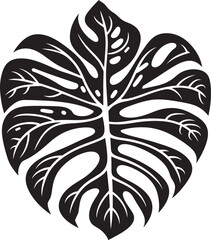 Tropical Leaf Elegance Big Leaves with Iconic Black Symbol Palm Canopy Couture Large Tropical Leaves, Black Emblem Design
