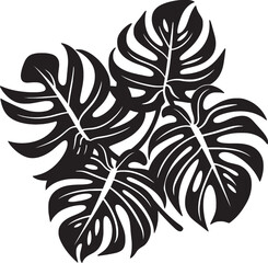 Tropical Leaf Majesty Oversized Leaves, Iconic Emblem Design Exotic Leaf Elegance Large Foliage, Black Vector Icon