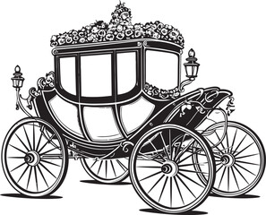Fototapeta na wymiar Sovereign Wedding Chariot Royal Carriage Black Vector Design Elegant Love Transport Iconic Logo in Black for Wedding Grace