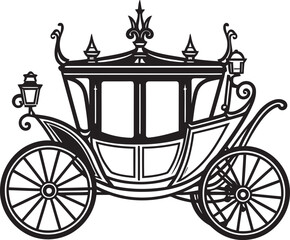 Fototapeta na wymiar Imperial Marriage Transport Wedding Carriage with Iconic Logo Palatial Love Chariot Regal Carriage Black Vector Emblem
