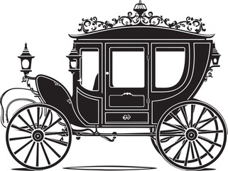 Royal Carriage Symbol Iconic Emblem for Wedding Grace Majestic Marriage Coach Regal Carriage Black Symbol