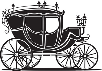 Fototapeta na wymiar Majestic Matrimonial Transport Regal Carriage Black Logo Imperial Love Ride Wedding Carriage with Iconic Logo