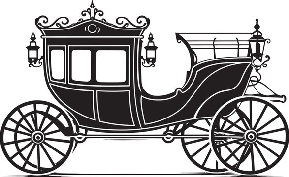 Elegant Bridal Transport Majestic Logo in Black Royal Carriage Symbol Iconic Emblem for Wedding Grace