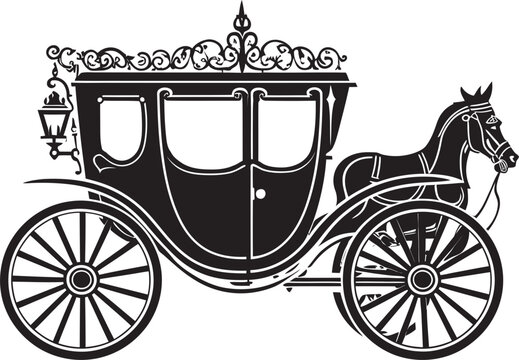 Majestic Marriage Coach Regal Carriage Black Symbol Imperial Love Chariot Wedding Carriage with Emblem Design