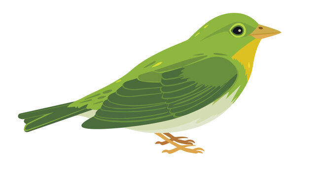 Green bird Flat vector isolated on white background