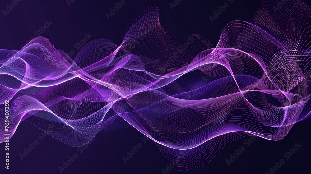 Poster purple violet abstract tech lines - modern vector background with futuristic design