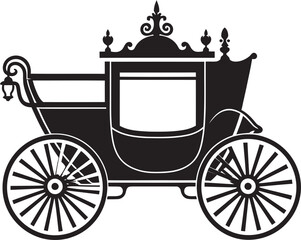 Royal Wedding Transport Elegance in Black Vector Icon Palatial Love Journey Regal Carriage Emblematic Design