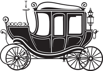 Majestic Matrimony Ride Ornate Carriage with Iconic Black Emblem Royal Wedding Transport Elegance in Black Vector Icon