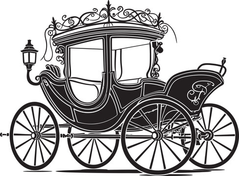 Sovereign Wedding Chariot Emblematic Black Logo on Royal Transport Elegant Love Transport Black Emblem for Graceful Matrimony