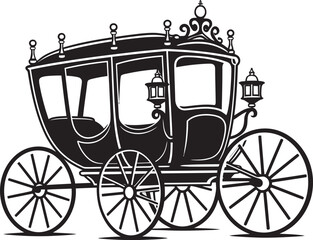 Palatial Marriage Transport Royal Carriage Black Icon Noble Nuptial Ride Majestic Emblematic Vector Design