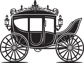 Fototapeta na wymiar Sovereign Wedding Chariot Royal Carriage Black Logo Regal Romance Wheels Wedding Carriage Iconic Emblem