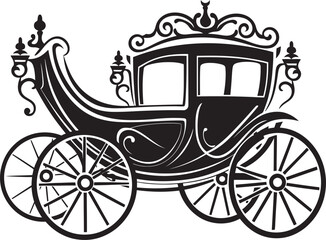 Grandiose Marriage Coach Majestic Logo in Black Vector Regal Romance Carriage Iconic Emblem for Wedding Bliss