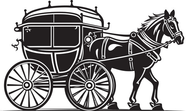 Imperial Wedding Charm Carriage with Striking Black Emblem Noble Nuptial Ride Royal Carriage Iconic Logo Design