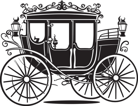 Palatial Matrimonial Charm Regal Carriage Emblem Design Imperial Love Journey Wedding Carriage with Striking Logo