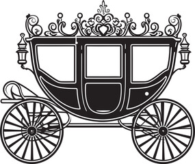Fototapeta na wymiar Sovereign Matrimonial Ride Royal Carriage Black Emblem Elegant Wedding Transport Majestic Logo in Black Vector