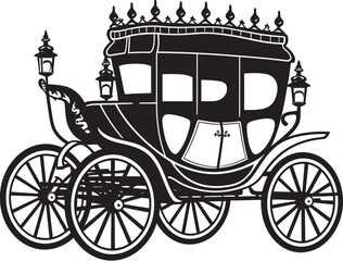 Fototapeta na wymiar Imperial Love Ride Wedding Carriage with Iconic Logo Palatial Matrimonial Transport Regal Carriage Black Icon