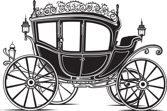 Royal Carriage Symbol Iconic Emblem for Wedding Grace Majestic Wedding Wheels Regal Carriage Black Emblem