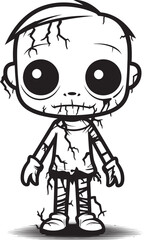 Chilling Undead Companion Creepy Doll Emblem Design Macabre Doll of Dread Spooky Zombie with Black Icon