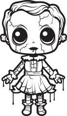 Macabre Undead Companion Spooky Zombie Doll with Vector Logo Haunting Doll of Horror Creepy Zombie with Black Symbol