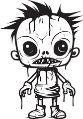 Sinister Playmate Spooky Zombie Doll with Black Logo Ghoulish Undead Toy Creepy Zombie Doll with Black Vector Logo