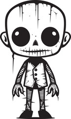Ghoulish Undead Toy Creepy Zombie Doll with Black Vector Logo Eerie Zombie Companion Spooky Doll Emblem in Black