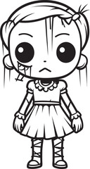 Malevolent Undead Toy Spooky Zombie with Black Logo Design Terrifying Doll of Darkness Creepy Zombie with Black Vector Icon