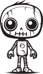 Macabre Undead Companion Creepy Doll Black Logo Design Ghastly Plaything Spooky Zombie with Black Icon