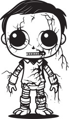 Eerie Doll of Despair Creepy Zombie with Black Vector Design Haunted Zombie Companion Spooky Doll Emblem in Black