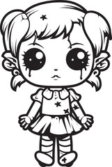 Ghostly Zombie Toy Creepy Doll Black Emblem in Design Sinister Doll of the Abyss Spooky Zombie with Black Symbol