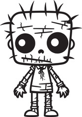 Ghastly Undead Playmate Creepy Doll with Black Vector Icon Terrifying Doll of Terror Spooky Zombie with Black Vector Logo