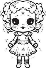 Malevolent Undead Companion Creepy Zombie Doll Emblem Sinister Doll of the Shadows Spooky Zombie with Black Symbol